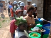 Hungry workers queue for lunch