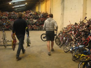 Adding bikes to the pile ready for Malawi